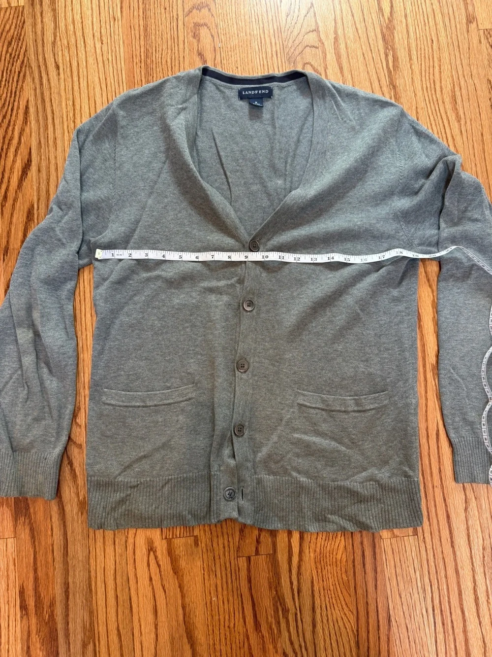 Lands' End Men's Heather Gray Button Cardigan